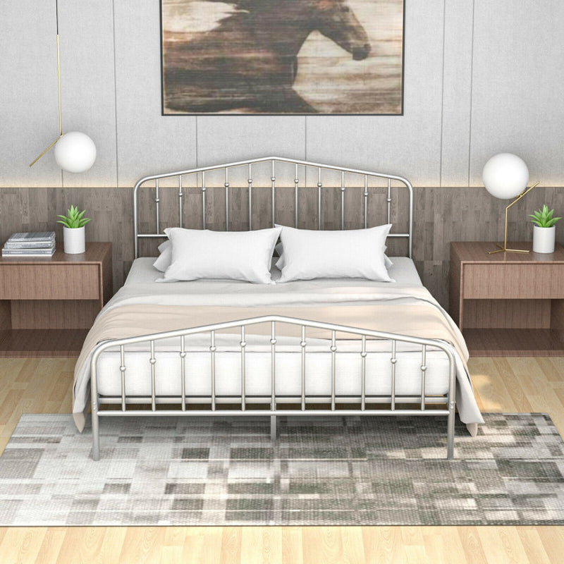 Queen Size Metal Platform Bed Frame with Vintage Headboard and