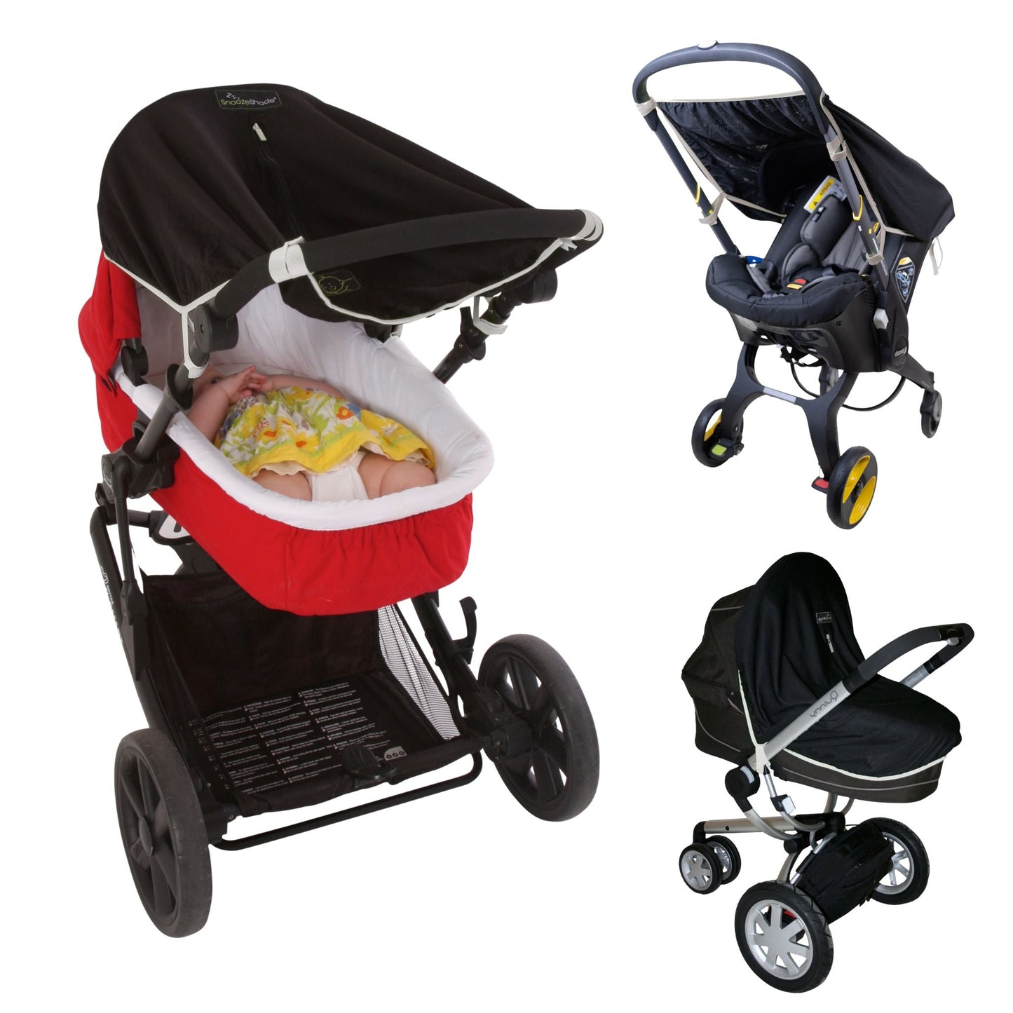 SnoozeShade Original Pram Sunshade - 99% UV Protection for Newborns - Limited Edition Grey Trim