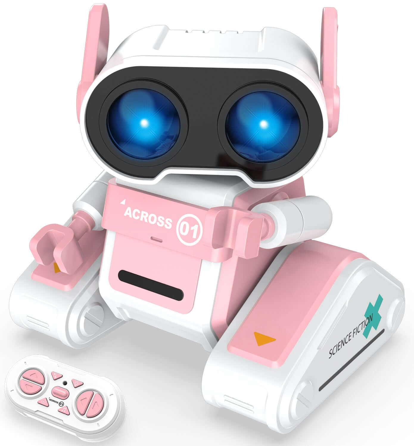 STEMTRON RC Robot Toy - Rechargeable, Auto Demo, Dance, Music, LED Eyes, 3 Colors