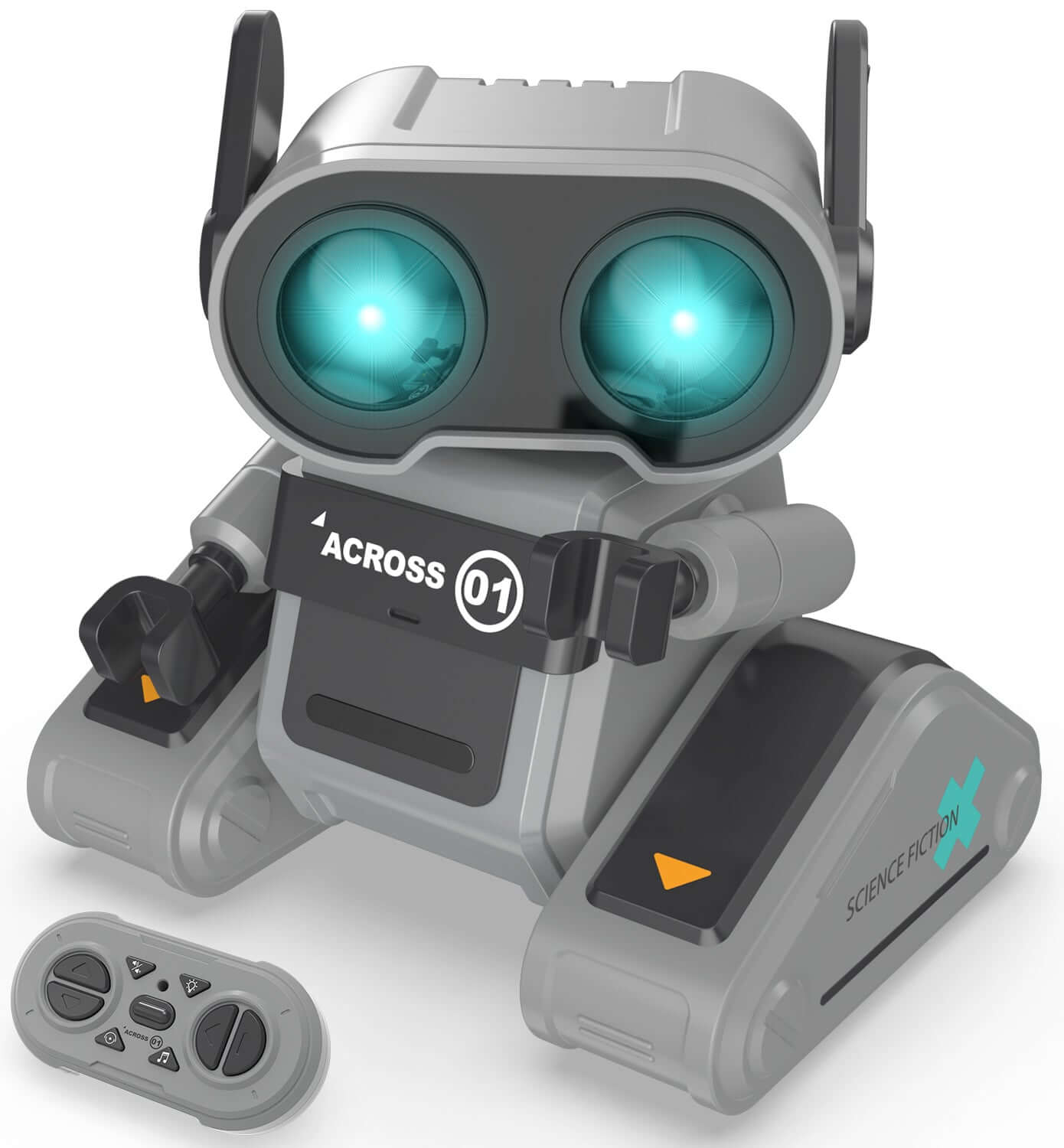 STEMTRON RC Robot Toy - Rechargeable, Auto Demo, Dance, Music, LED Eyes, 3 Colors