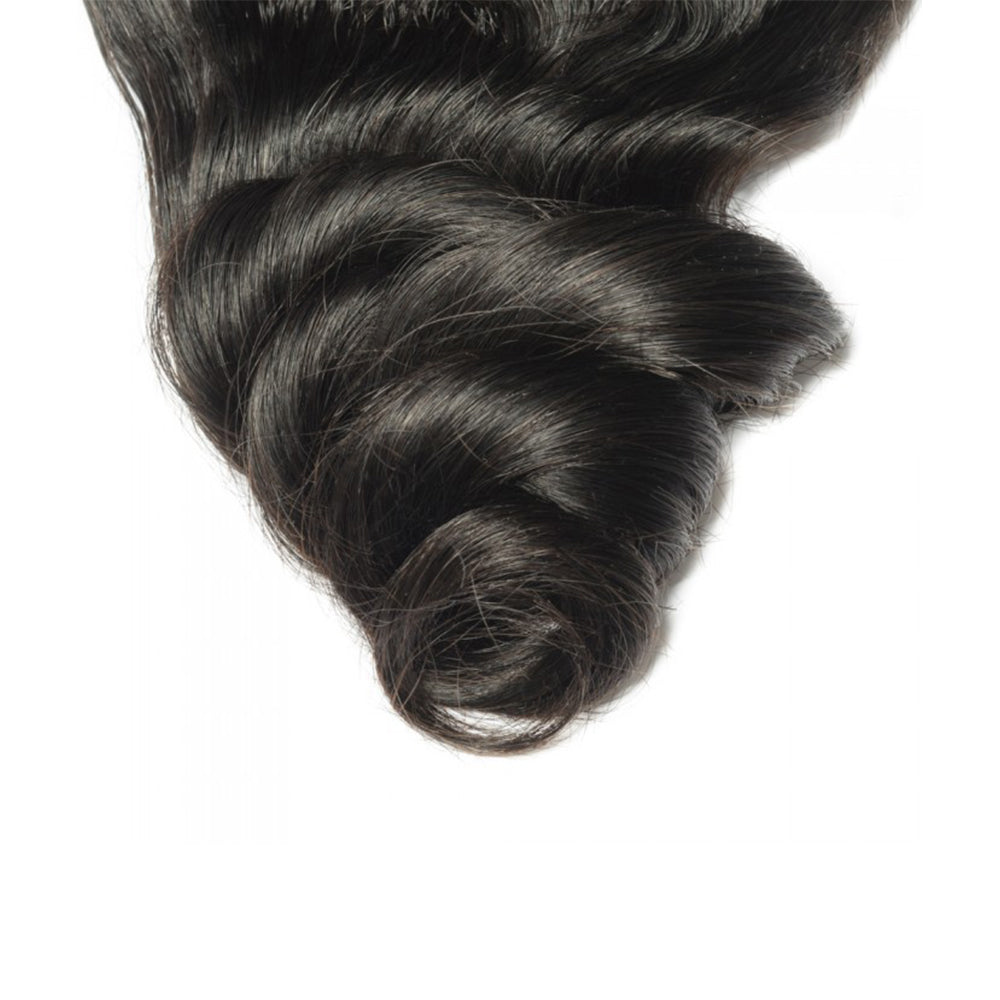 Premium #1B Natural Black Loose Wave Bundles with 4×4 Lace Closure |