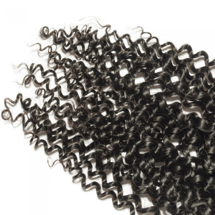 Premium #1B Natural Black Kinky Curly Bundles with 4×4 Lace Closure |