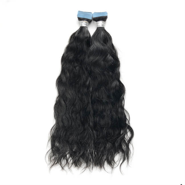 Premium #1B Natural Black Natural Wave Tape-In Hair Extensions | 100%