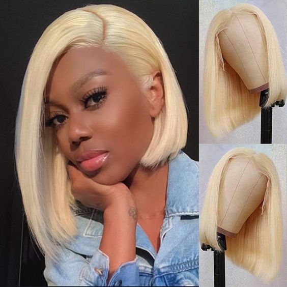 Chic Platinum Blonde 613 Straight Bob 13x4 Lace Front Wig | Premium