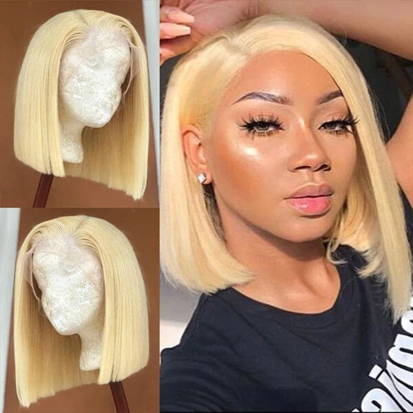 Chic Platinum Blonde 613 Straight Bob 13x4 Lace Front Wig | Premium