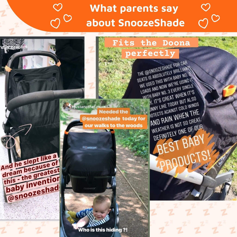 SnoozeShade for Infant Car Seats (0–9m) | Sun and sleep shade for Group 0 and 0+ car seats | Blocks up to 99% of UV