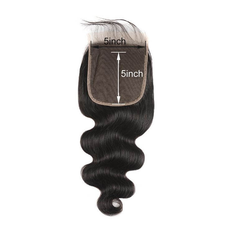 Premium #1B Natural Black Body Wave Bundles with 5×5 Lace Closure |