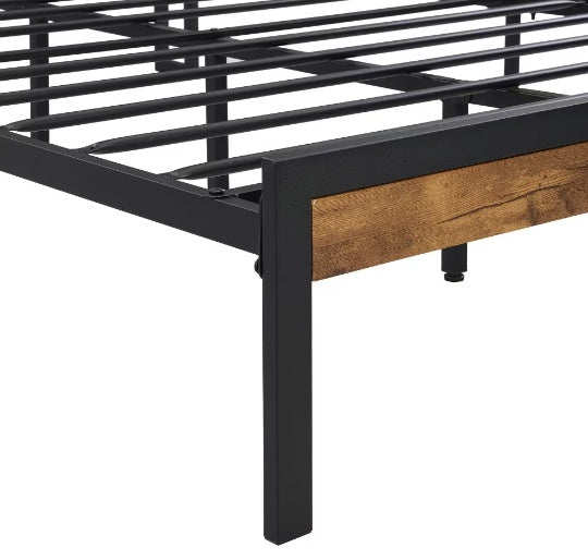 King Size Metal Platform Bed Frame With Wooden Headboard And Footboard