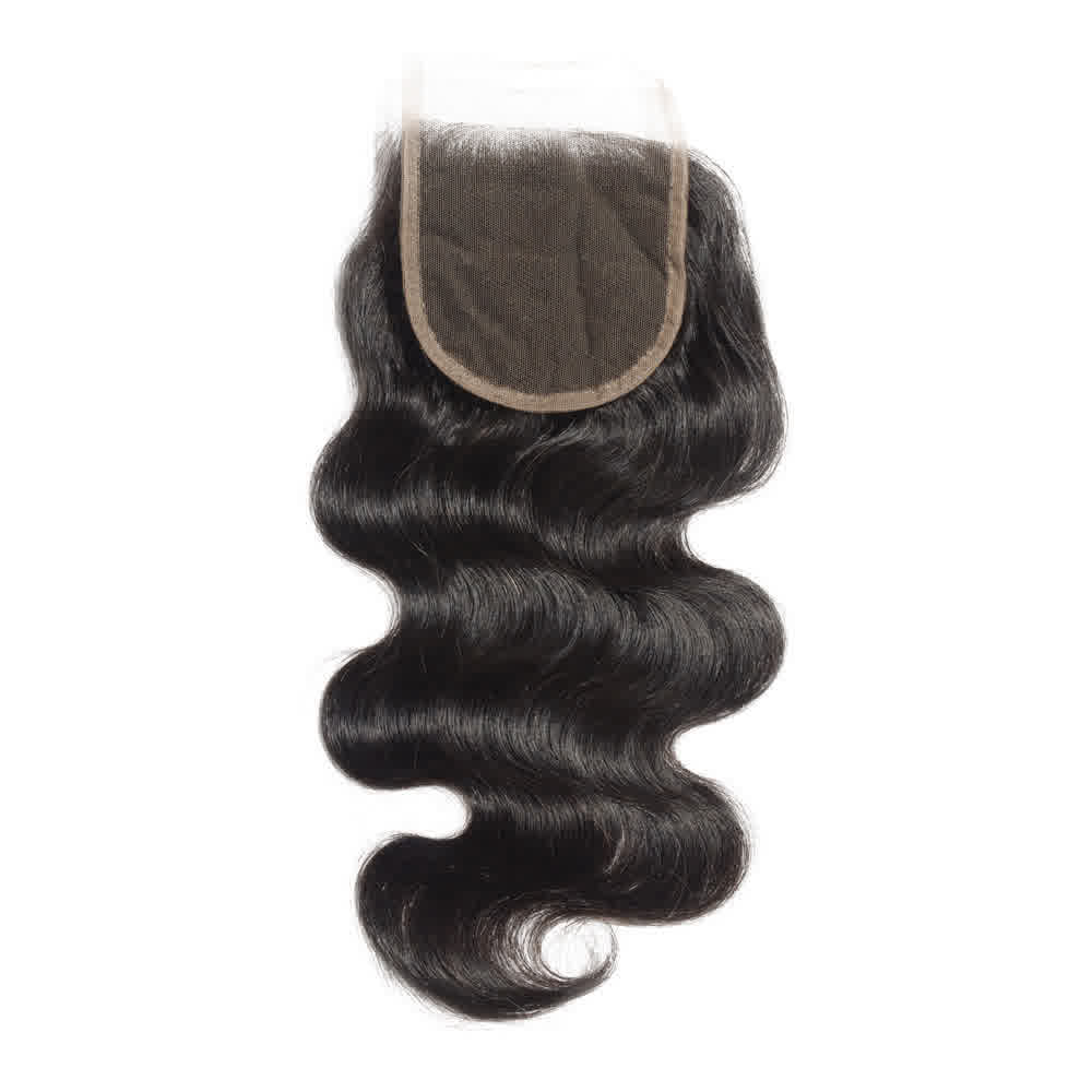 Premium #1B Natural Black Body Wave Bundles with 4×4 Lace Closure |