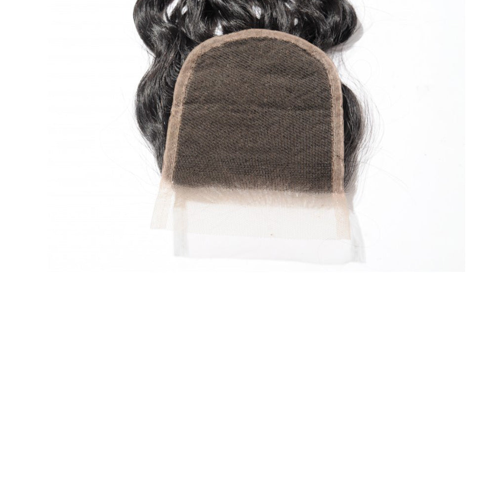 Premium #1B Natural Black Natural Wave Bundles with 4×4 Lace Closure |
