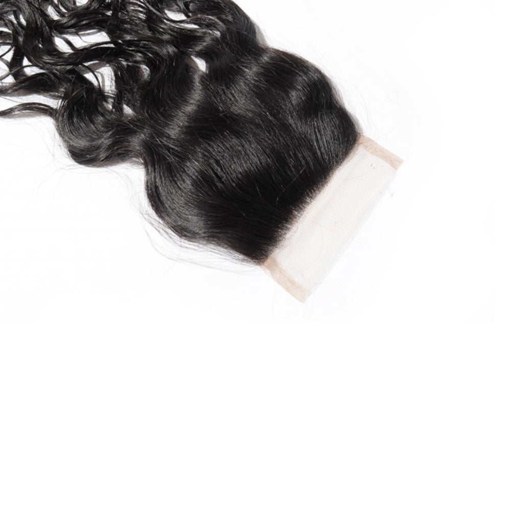 Premium #1B Natural Black Natural Wave Bundles with 4×4 Lace Closure |