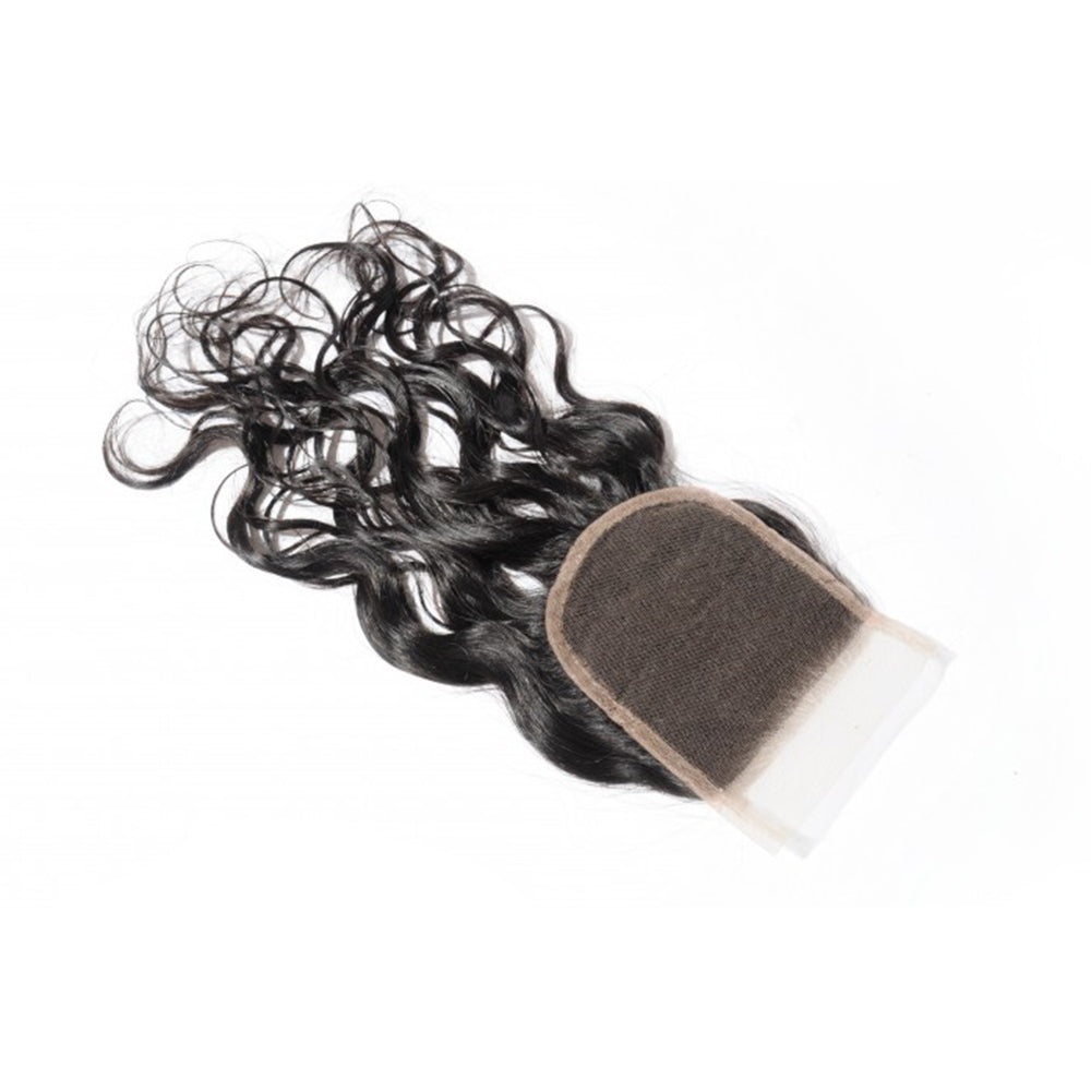 Premium #1B Natural Black Natural Wave Bundles with 4×4 Lace Closure |