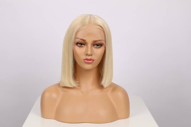 Chic Platinum Blonde 613 Straight Bob 13x4 Lace Front Wig | Premium
