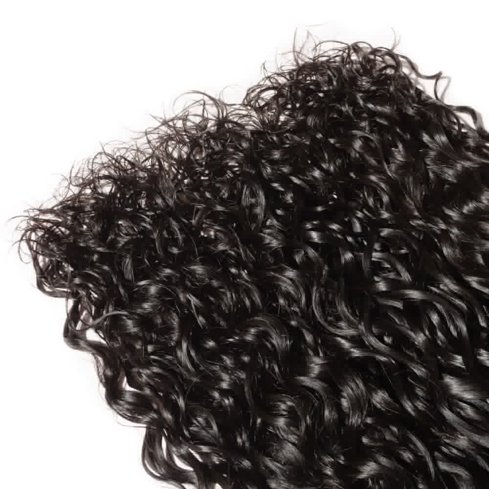 Premium #1B Natural Black Natural Wave Bundles with 4×4 Lace Closure |