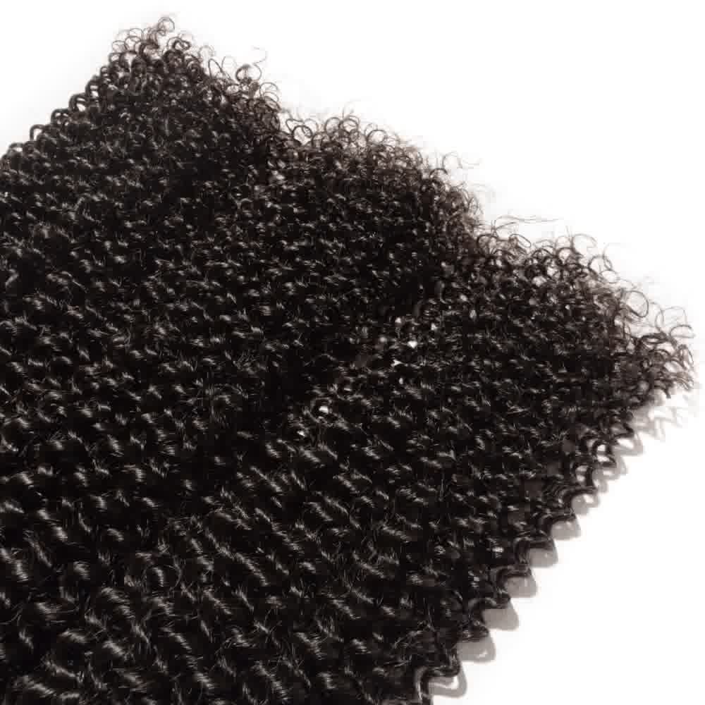 Premium #1B Natural Black Kinky Curly Bundles with 4×4 Lace Closure |