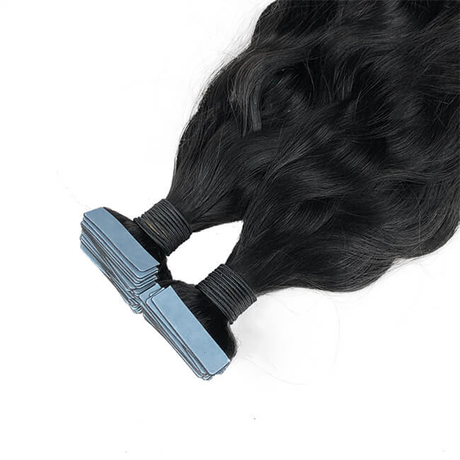 Premium #1B Natural Black Natural Wave Tape-In Hair Extensions | 100%