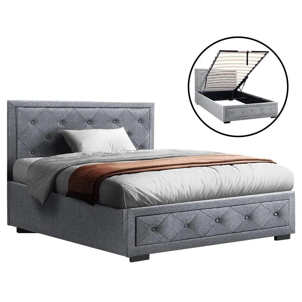Artiss Bed Frame King Single Size Gas Lift Base With Storage Mattress