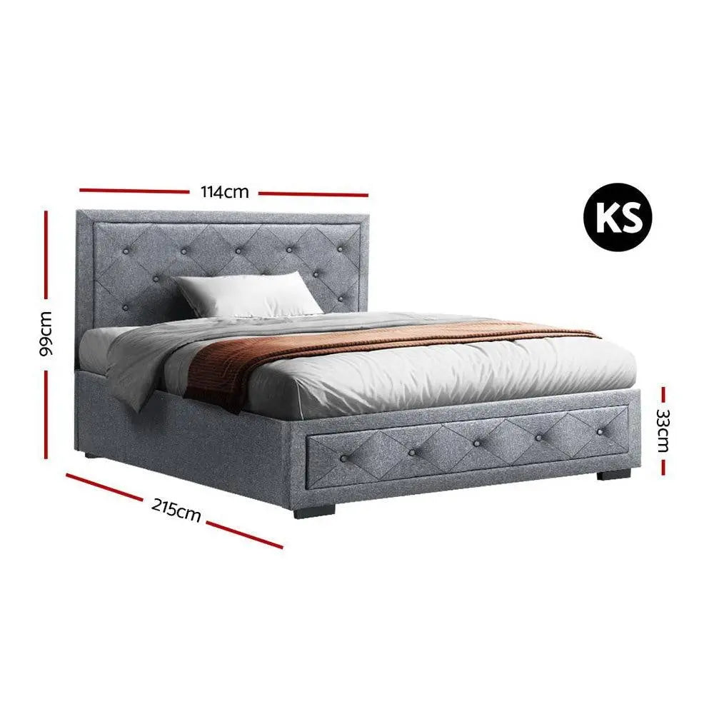 Artiss Bed Frame King Single Size Gas Lift Base With Storage Mattress