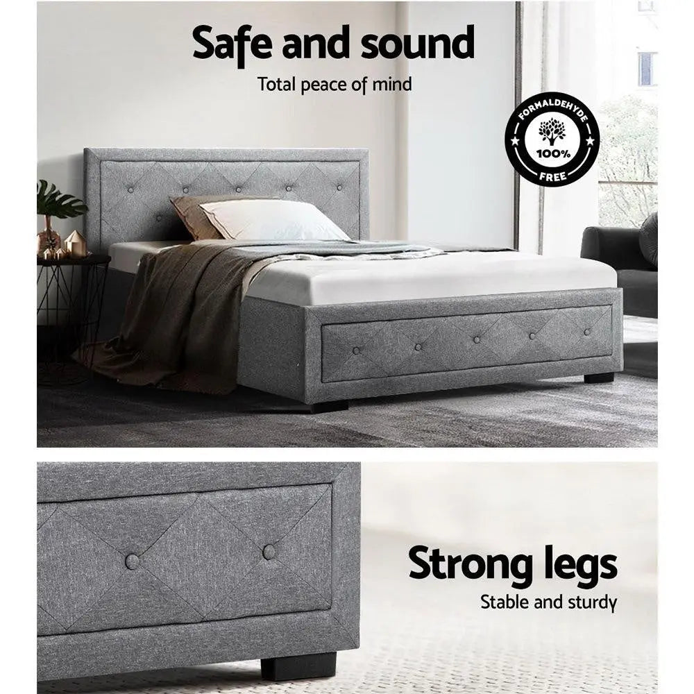 Artiss Bed Frame King Single Size Gas Lift Base With Storage Mattress