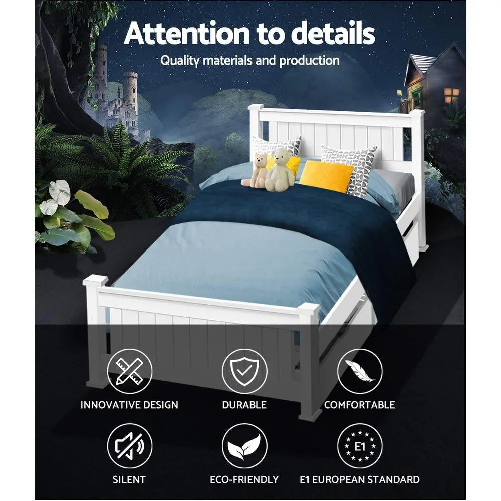 Artiss Wooden Bed Frame Timber Single Size RIO Kids Adults Storage