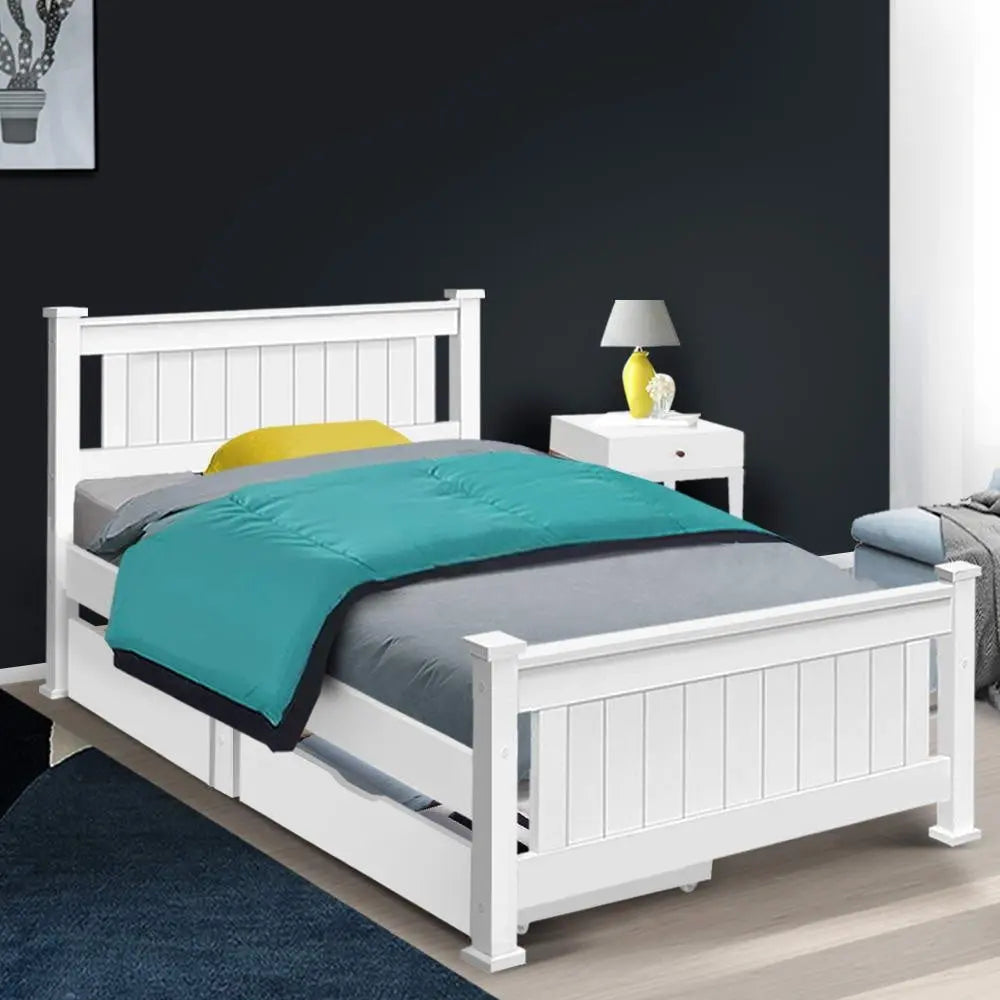 Artiss Wooden Bed Frame Timber Single Size RIO Kids Adults Storage
