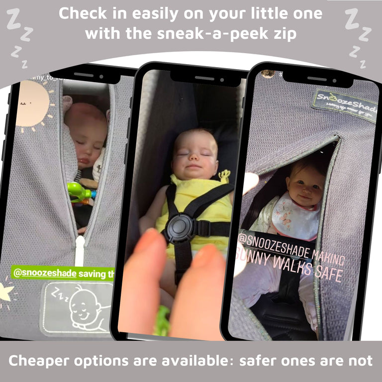 SnoozeShade Original (Newborn to approx 6m); Carrycot & pram sun shade and baby sleep aid; Better than a pram parasol; Doona compatible; Blocks 99% of UV