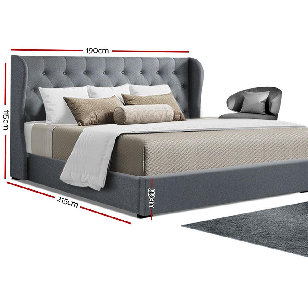Artiss Bed Frame King Size Gas Lift Grey ISSA