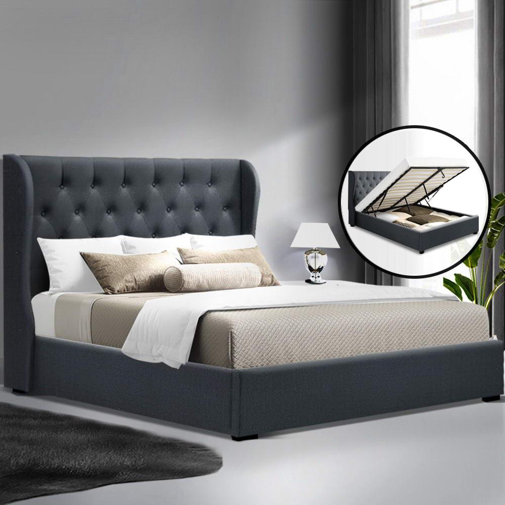 Artiss Bed Frame Queen Size Gas Lift Charcoal ISSA