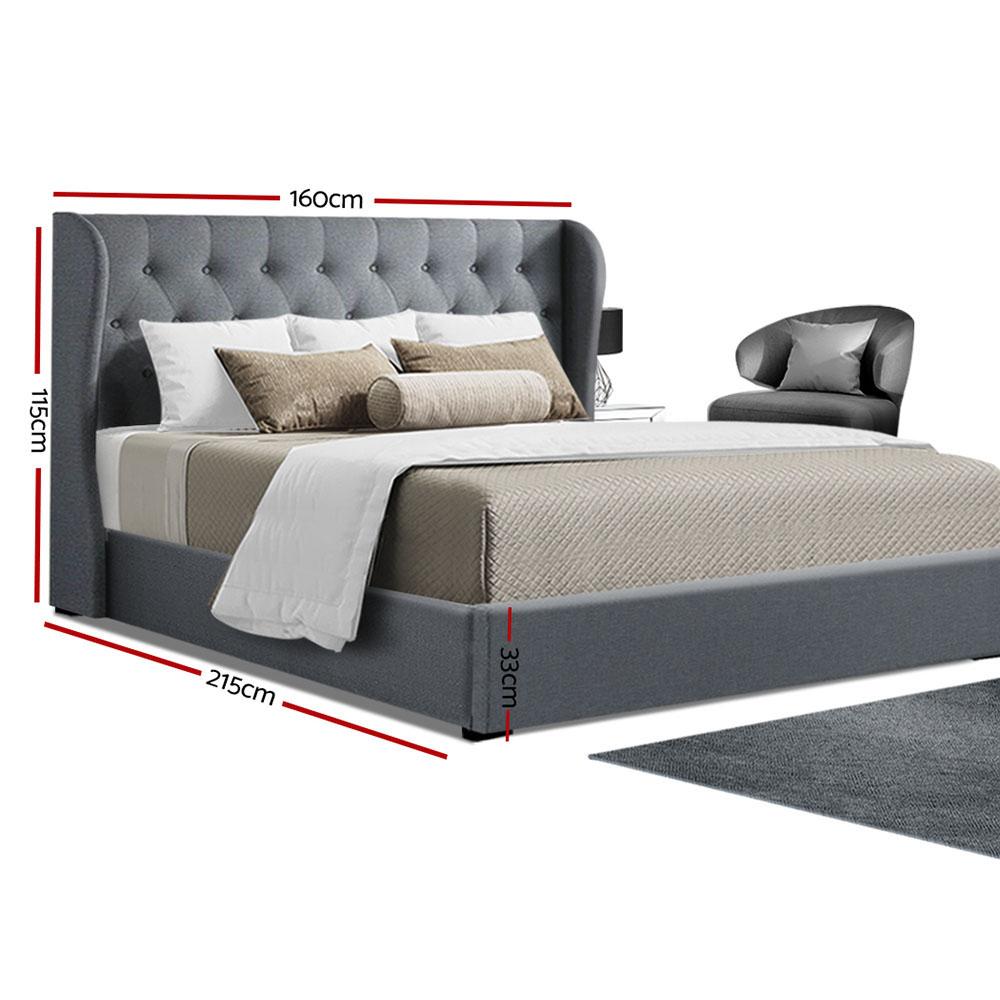 Artiss Bed Frame Queen Size Gas Lift Grey ISSA