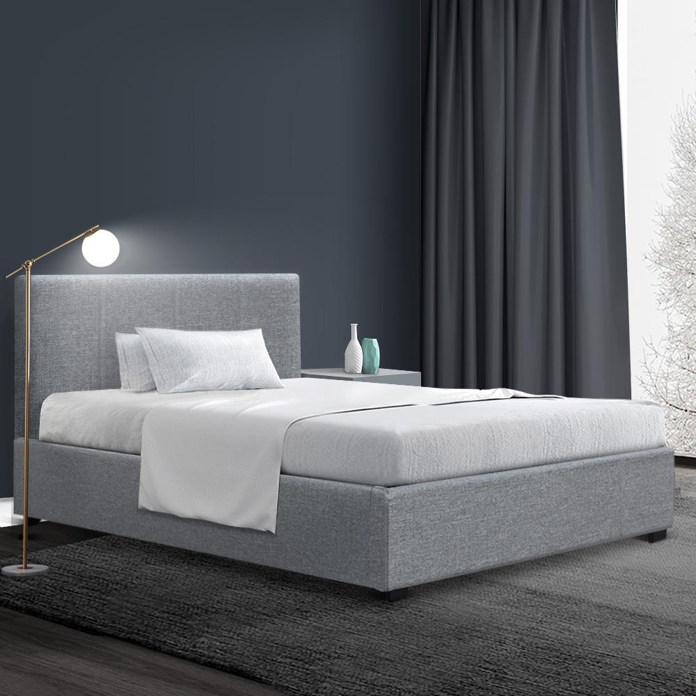 Artiss Bed Frame King Single Size Gas Lift Grey NINO