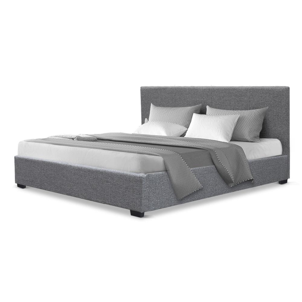 Artiss Bed Frame Queen Size Gas Lift Grey NINO