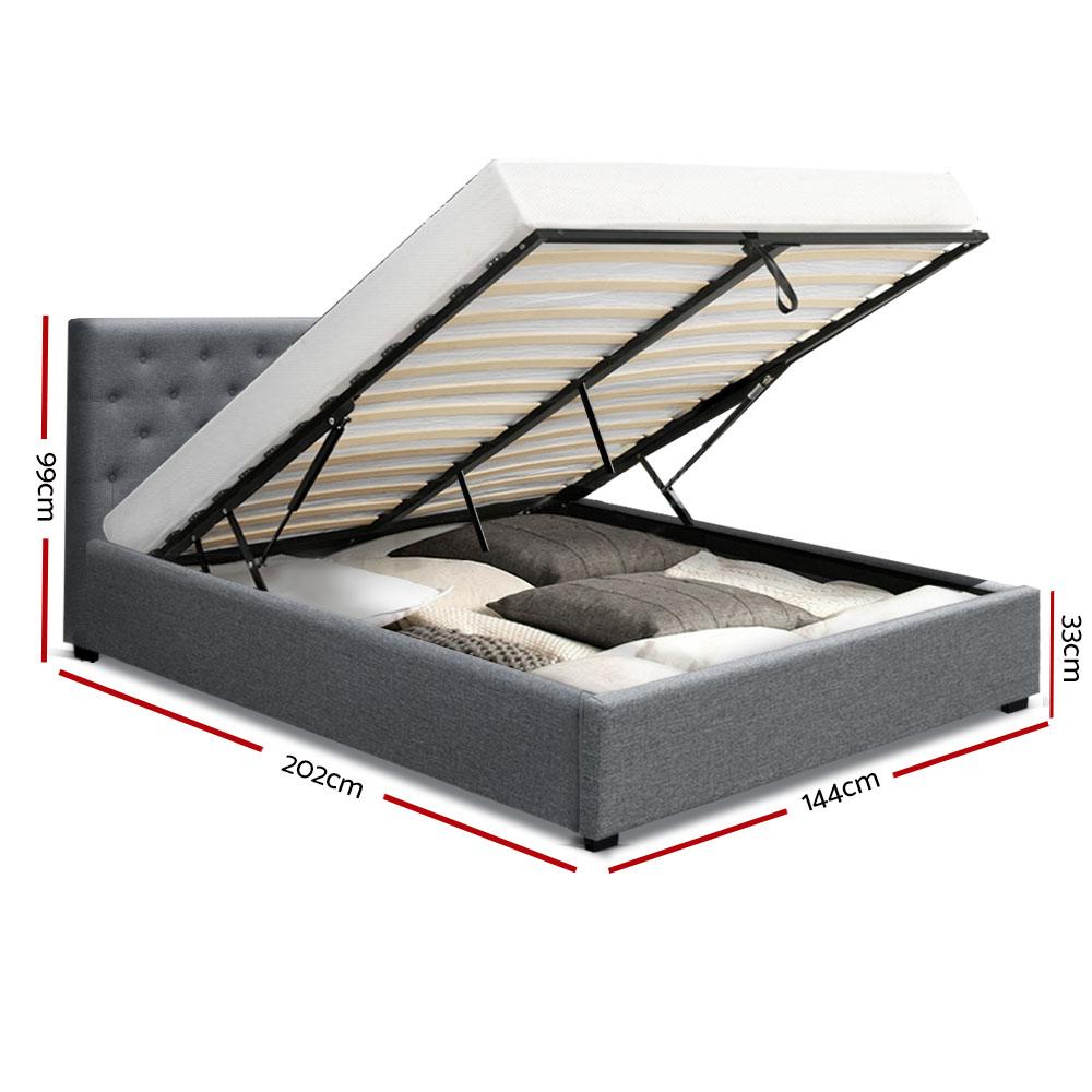 Artiss Bed Frame Double Size Gas Lift Grey VILA