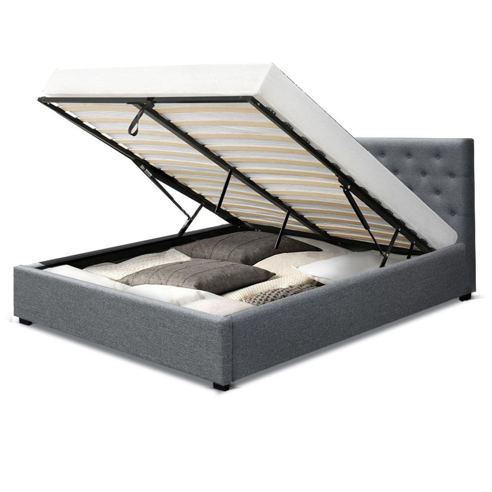 Artiss Bed Frame Double Size Gas Lift Grey VILA