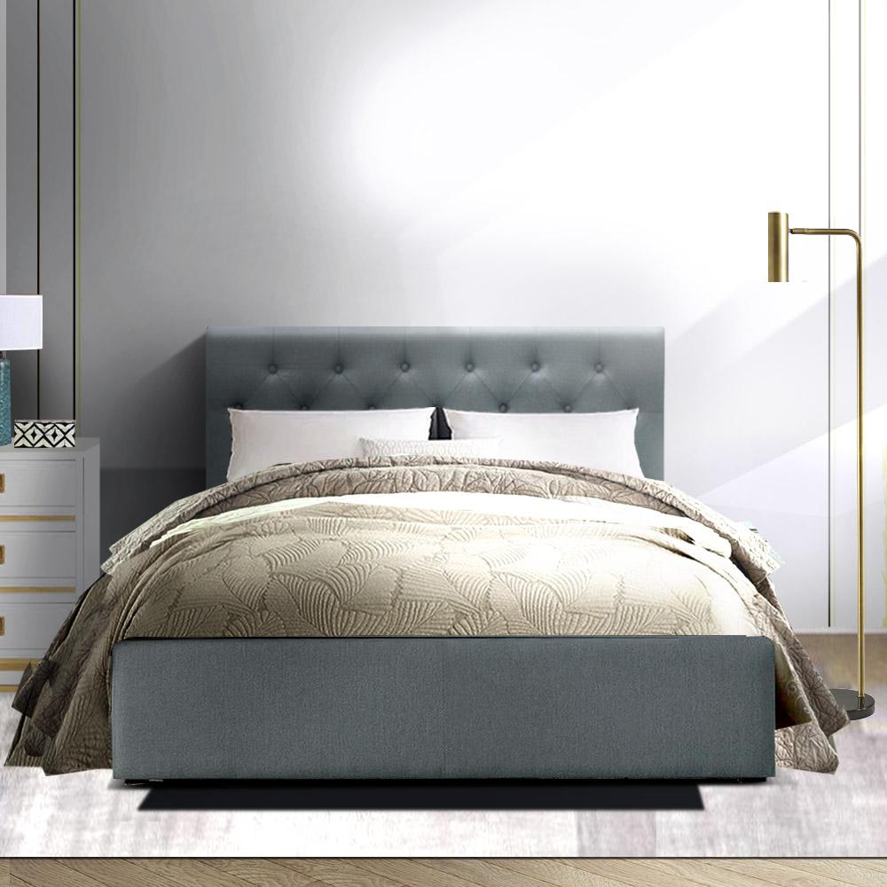 Artiss Bed Frame Double Size Gas Lift Grey VILA