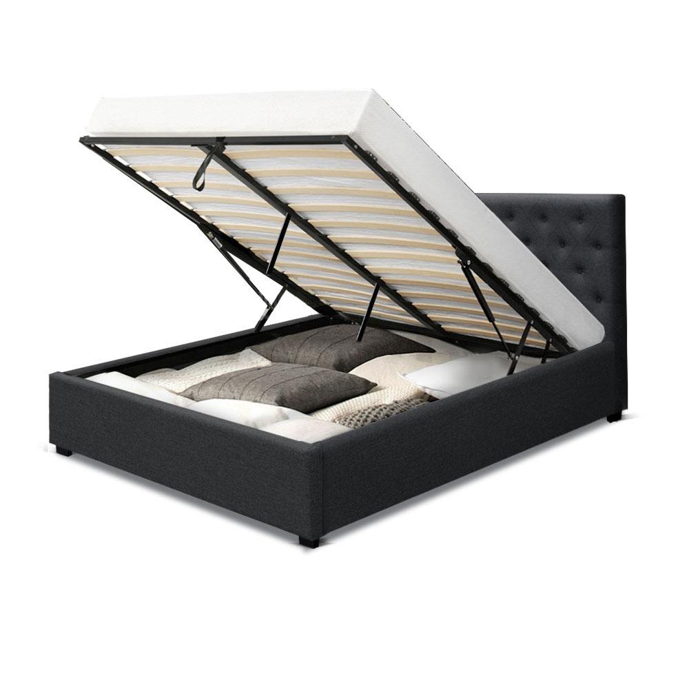Artiss Bed Frame Queen Size Gas Lift Charcoal VILA