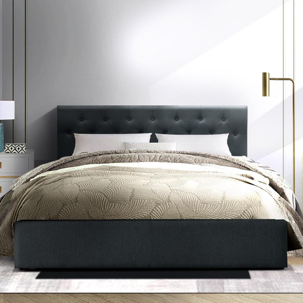 Artiss Bed Frame Queen Size Gas Lift Charcoal VILA