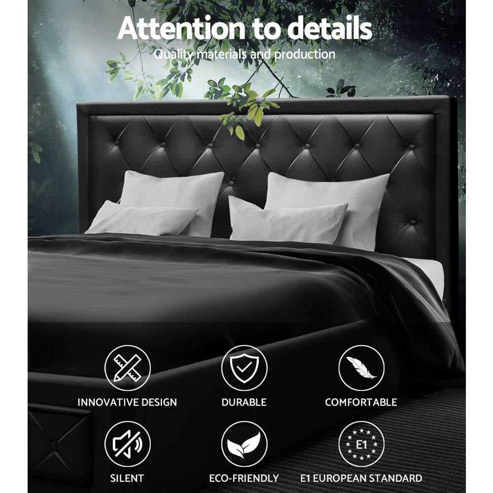 Artiss Bed Frame Queen Size Gas Lift Black TIYO