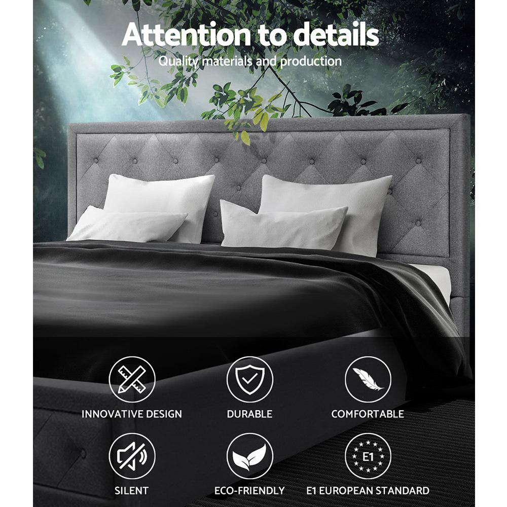 Artiss Bed Frame King Size Gas Lift Grey TIYO