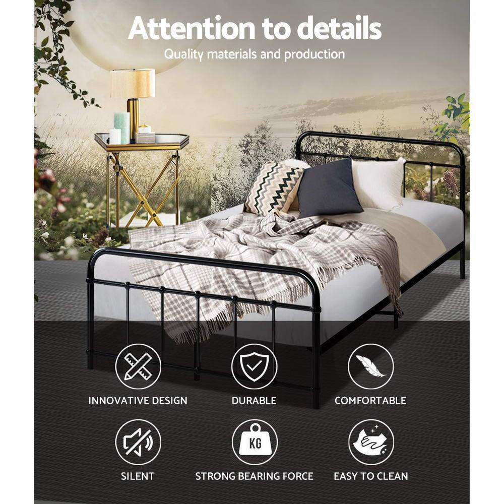 Metal Bed Frame King Single Size Platform Foundation Mattress Base Leo