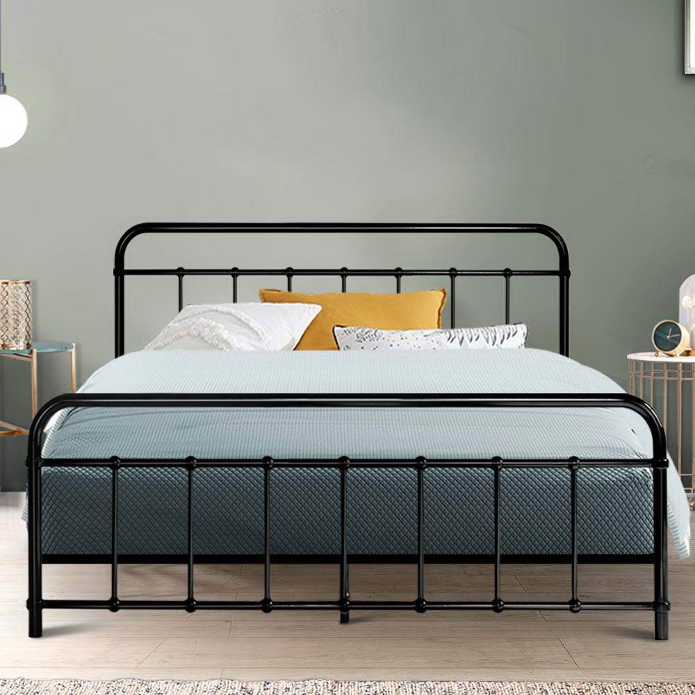 Artiss Bed Frame Metal Bed Frame LEO - Queen (Black)