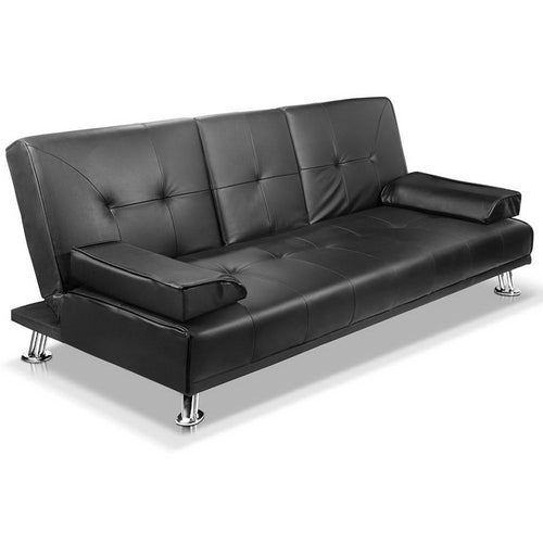 Artiss Sofa Bed Lounge Convertible Leather Couch Bed 3 Seater