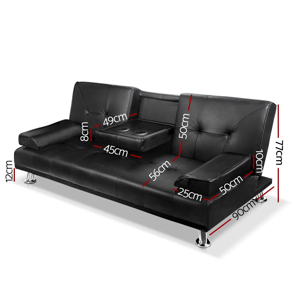 Artiss Sofa Bed Lounge Convertible Leather Couch Bed 3 Seater