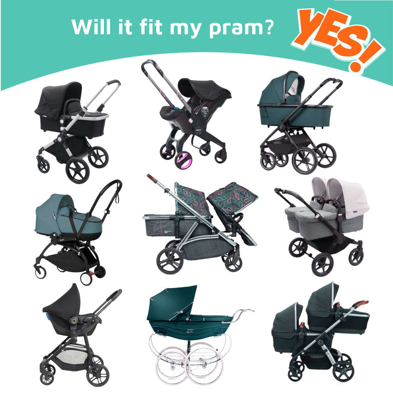 SnoozeShade Original Deluxe (0-6m) Universal-fit sunshade for prams & carrycots ; Better than a pram parasol & Doona compatible; Blocks 97.5% of UV