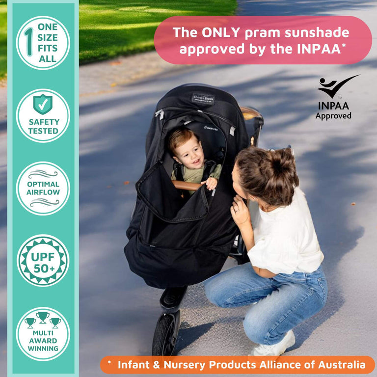 SnoozeShade Plus Extra (6m+) Universal Pushchair & Buggy Sunshade Blocks 99% of UV & Aids Baby Naps