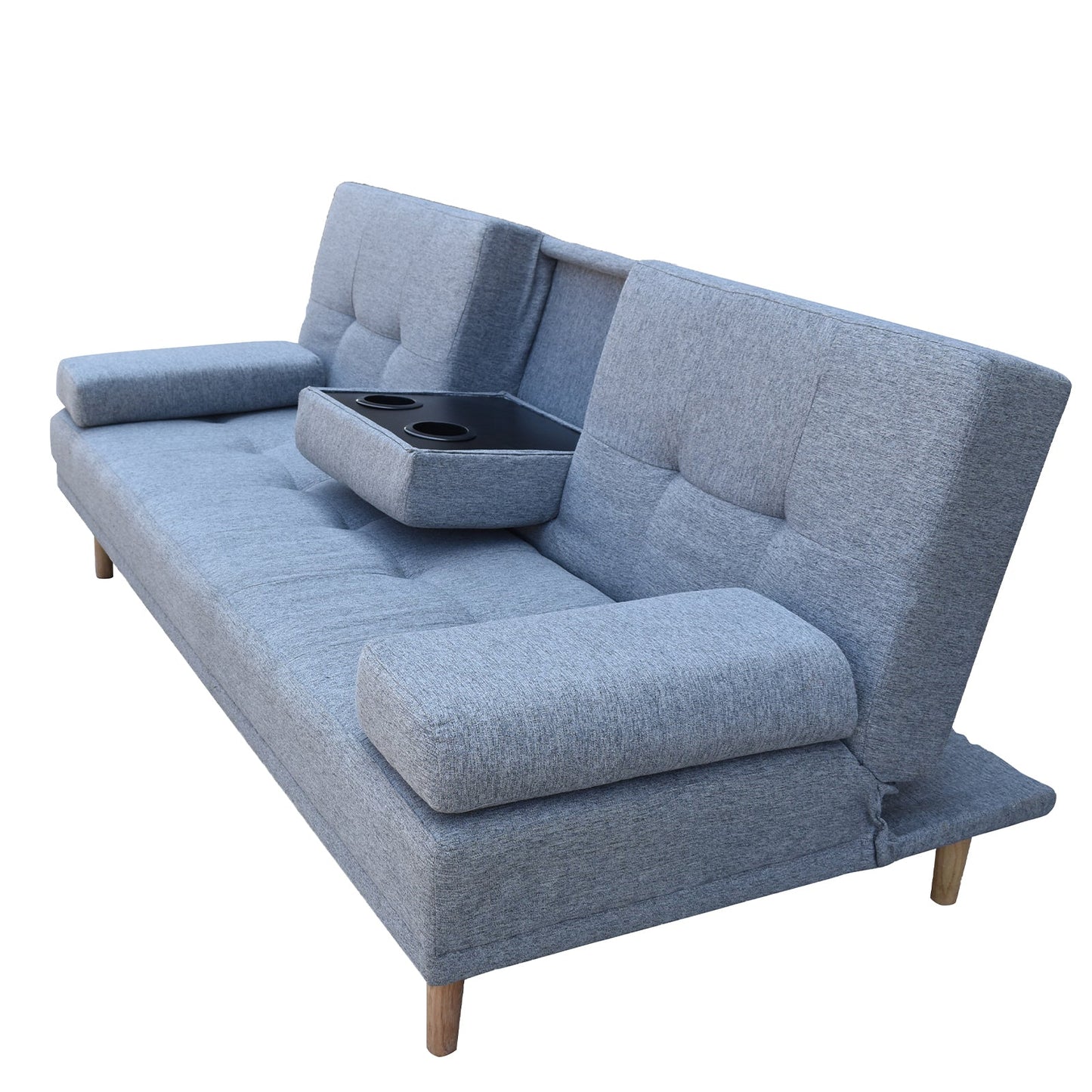Casa Decor Mendoza 2 in 1 Sofa Bed Couch Grey Pull Down Cupholder 3