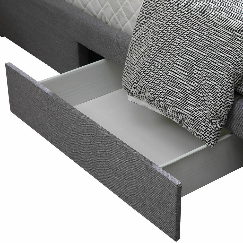 Levede Bed Frame King Fabric With Drawers Storage Beige