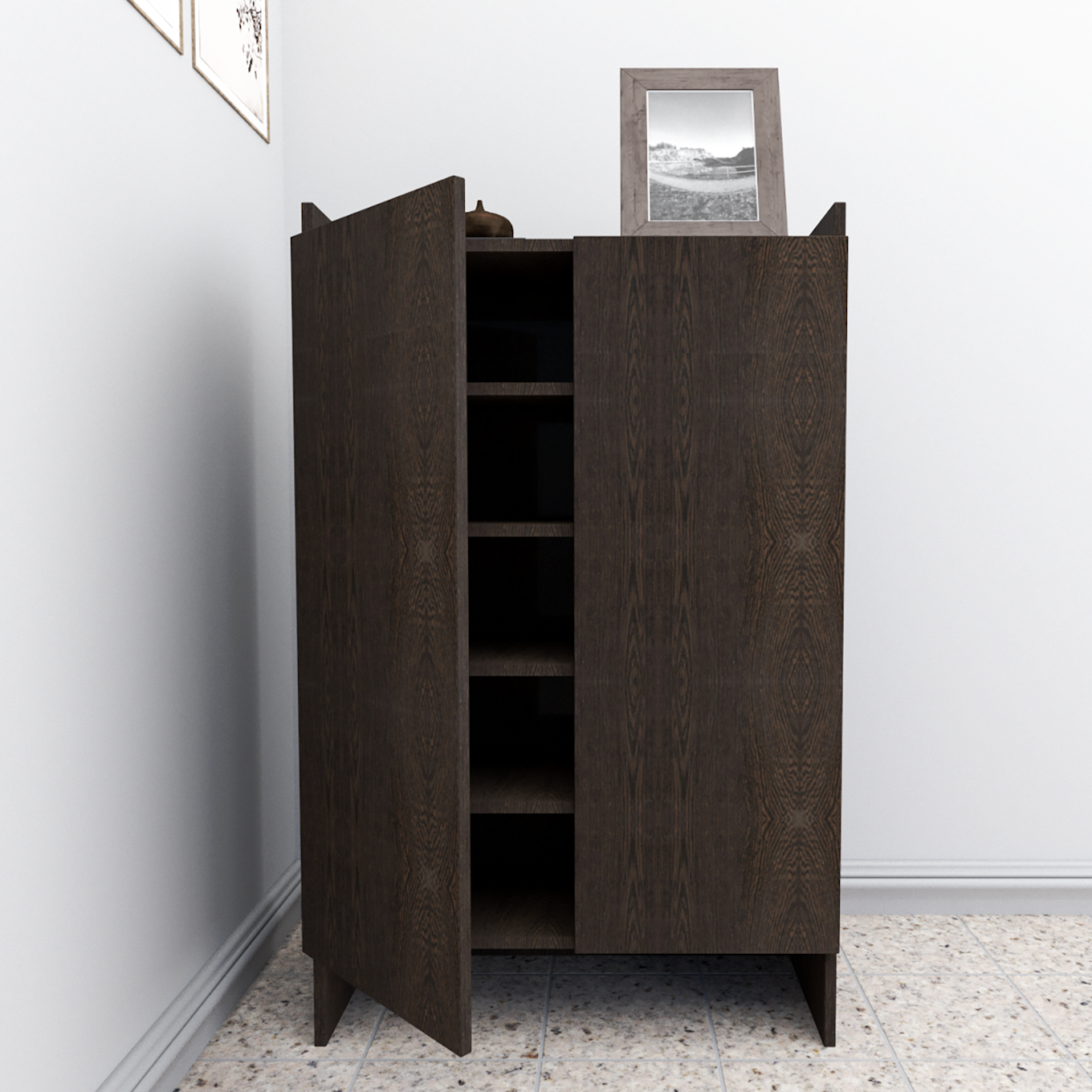 2 Door Engineered Wood Shoe Rack