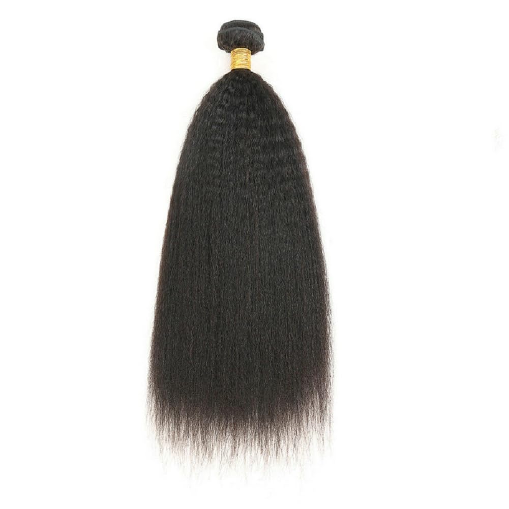 Premium #1B Natural Black Yaki Straight Bundles with 13×4 Frontal |