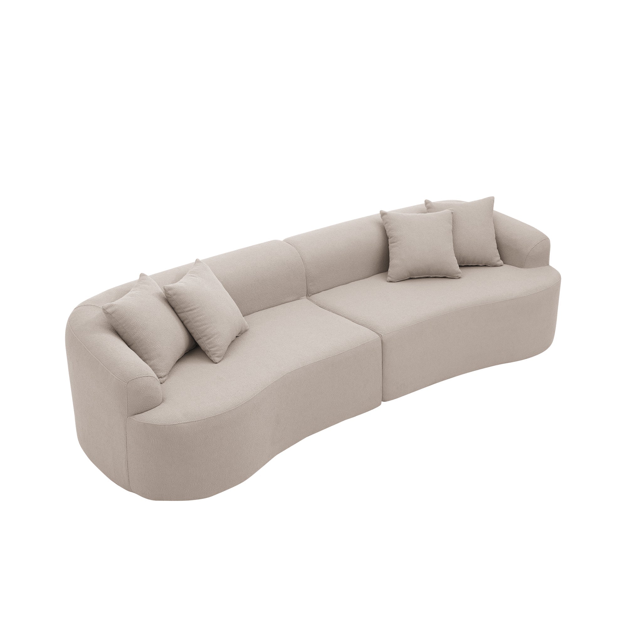 Curved Modular Sectional Sofa in Lamb's Wool Fabric, Modern Minimalist