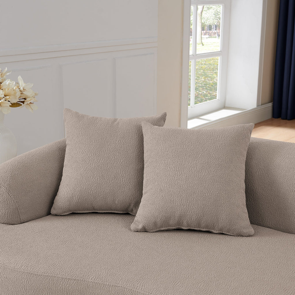 Curved Modular Sectional Sofa in Lamb's Wool Fabric, Modern Minimalist